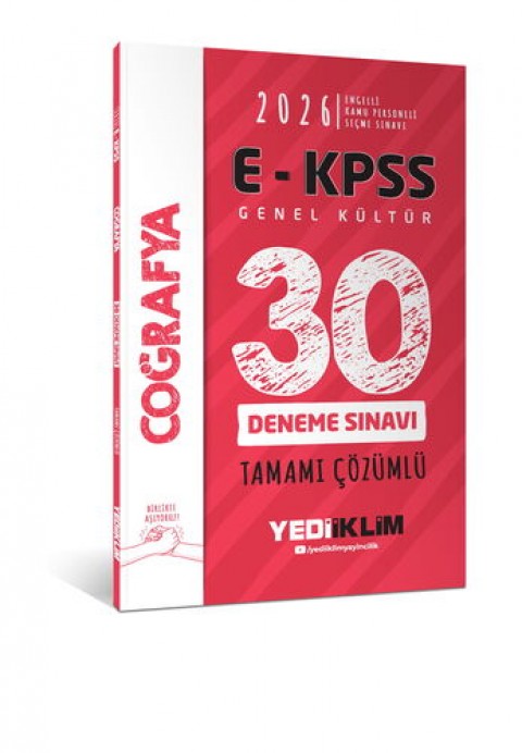Yediiklim 2026 E - KPSS Tüm Adaylar İçin Genel Kültür Coğrafya Tamamı Çözümlü 30 Deneme Sınavı Yediiklim Yayınları
