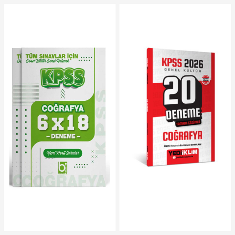 Yediiklim 2026 KPSS Genel Kültür Coğrafya Tamamı Çözümlü 20 + 6 Deneme Seti Yediiklim ve Bigelio Yayıncılık