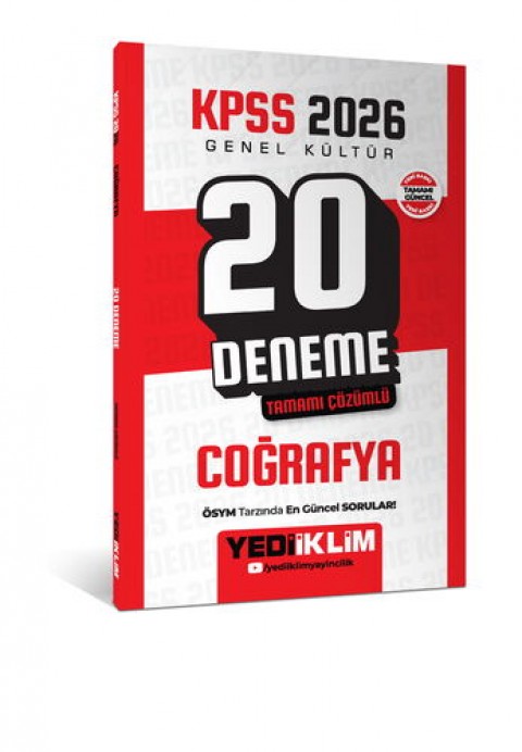 Yediiklim 2026 KPSS Genel Kültür Coğrafya Tamamı Çözümlü 20 Deneme Yediiklim Yayınları