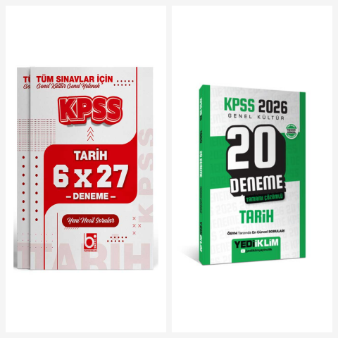 Yediiklim 2026 KPSS Genel Kültür Tarih Tamamı Çözümlü 20 + 6 Deneme Seti Yediiklim ve Bigelio Yayıncılık