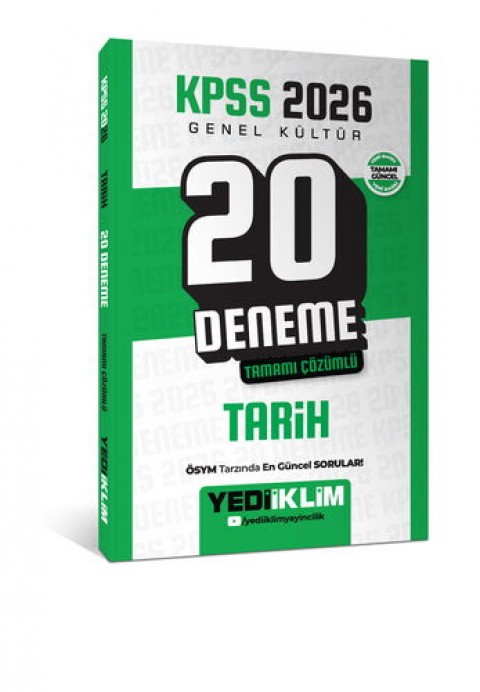 Yediiklim 2026 KPSS Genel Kültür Tarih Tamamı Çözümlü 20 Deneme Yediiklim Yayınları