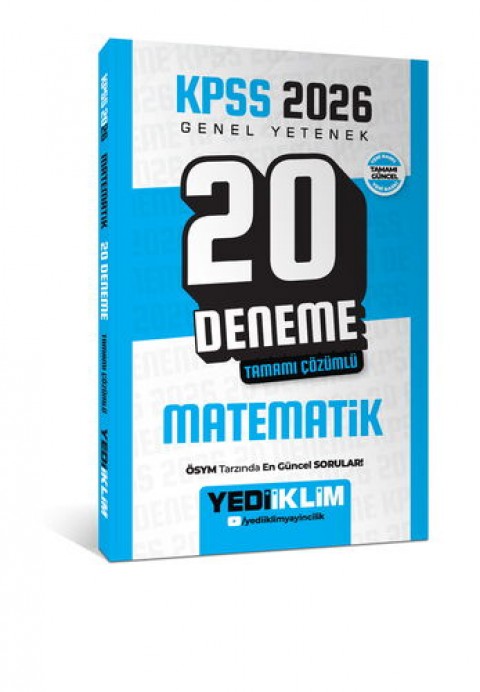 Yediiklim 2026 KPSS Genel Yetenek Matematik Tamamı Çözümlü 20 Deneme Yediiklim Yayınları