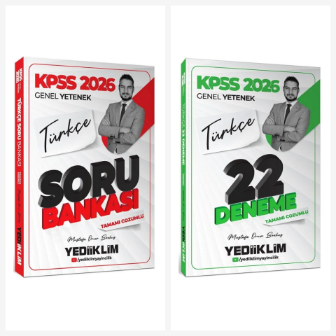 Yediiklim 2026 KPSS Genel Yetenek Türkçe Tamamı Çözümlü Soru Bankası ve Deneme Sınavı Seti Yediiklim Yayınları