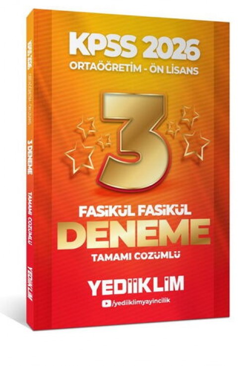 Yediiklim 2026 Kpss Ortaöğretim-Önlisans Genel Yetenek Genel Kültür Tamamı Çözümlü 3 Yıldız Fasikül Deneme Yediiklim Yayınları