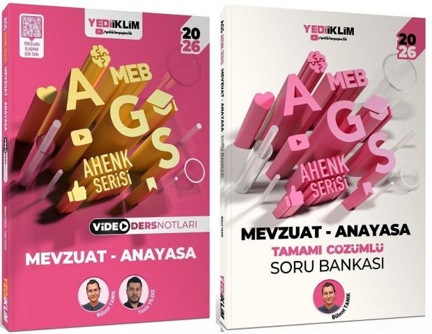 Yediiklim 2026 MEB-AGS Mevzuat - Anayasa Video Ders Notları + Soru Bankası 2 li Set Ahenk Serisi Yediiklim Yayınları