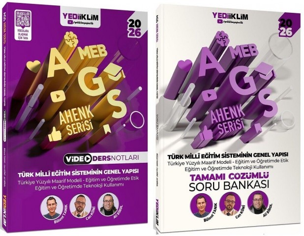 Yediiklim 2026 MEB-AGS Türk Milli Eğitim Sisteminin Genel Yapısı Video Ders Notları + Soru Bankası 2 li Set Ahenk Serisi Yediiklim Yayınları