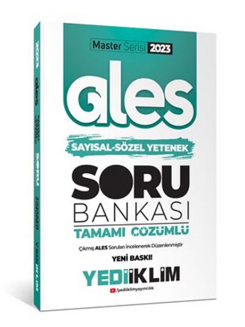 2023 Master Serisi Ales Sayısal  Sözel Yetenek Tamamı Çözümlü Soru Bankası Yediiklim Yayınları