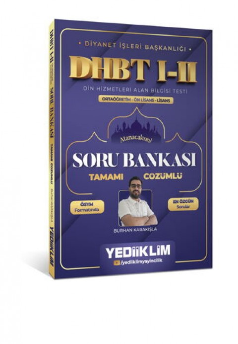 Yediiklim Diyanet İşleri Başkanlığı DHBT I-II Ortaöğretim - Ön Lisans - Lisans Tamamı Çözümlü Soru Bankası Yediiklim Yayınları
