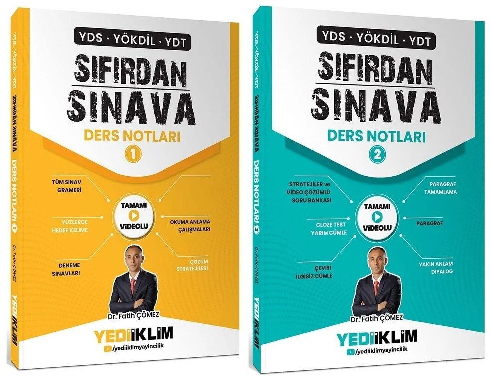 Yediiklim YDS YÖKDİL YDT Sıfırdan Sınava Ders Notları 2 li Set - Fatih Çömez Yediiklim Yayınları