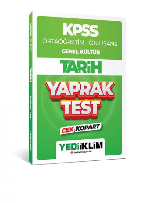 Yediiklim Yayınları 2024 KPSS Ortaöğretim - Ön Lisans Genel Kültür Tarih Çek Kopart Yaprak Test
