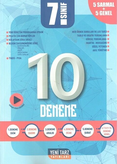 Yeni Tarz 7. Sınıf 10 lu Deneme Sınavı Yeni Tarz Yayınları