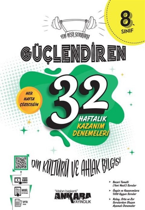 8.Sınıf Din Kültürü ve Ahlak Bilgisi Güçlendiren 32 Haftalık Kazanım Deneme Sınavı Ankara Yayıncılık