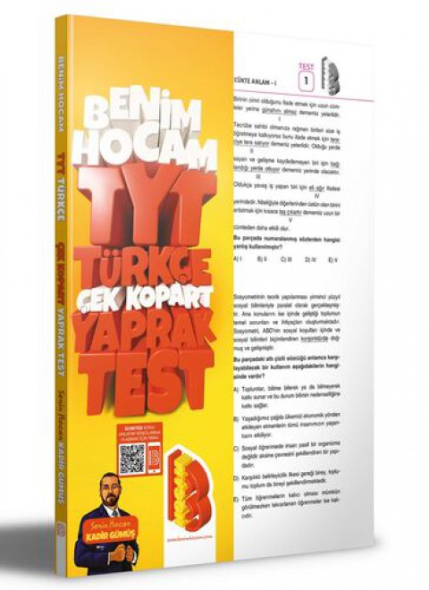 2023 TYT Türkçe Çek Kopar Yaprak Test Benim Hocam Yayıncılık