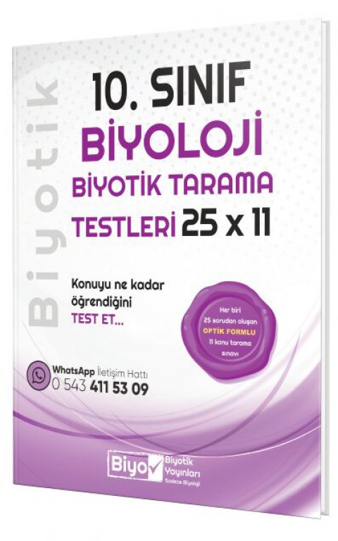 10. Sınıf Biyoloji 25 x 11 Biyotik Tarama Testleri Biyotik Yayınları