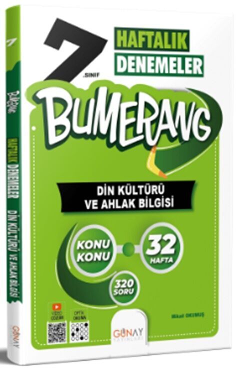 7.Sınıf Bumerang 32 Haftalık Din Kültürü ve Ahlak Bilgisi Denemeleri Günay Yayınları