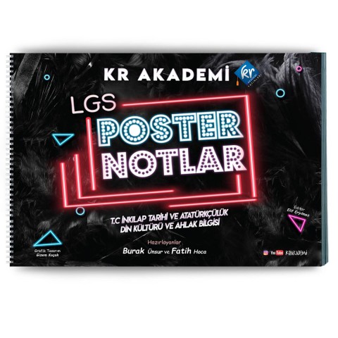 8. Sınıf LGS İnkılap Tarihi ve Atatürkçülük Din Kültürü ve Ahlak Bilgisi Poster Notları KR Akademi Yayınları