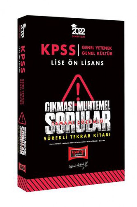 2022 KPSS Genel Yetenek Genel Kültür Lise Ön Lisans Çıkması Muhtemel Sorular Sürekli Tekrar Kitabı Yargı Yayınları