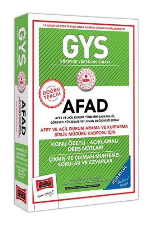 GYS AFAD Afet ve Acil Durum Arama ve Kurtarma Birlik Müdürü Kadrosu İçin Konu Özetli Çıkmış ve Çıkması Muhtemel Yargı Yayınları