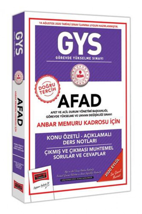 GYS AFAD Anbar Memuru Kadrosu İçin Konu Özetli Çıkmış ve Çıkması Muhtemel Sorular Yargı Yayınları