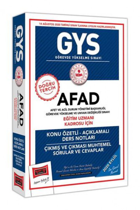 GYS AFAD Eğitim Uzmanı Kadrosu İçin Konu Özetli Çıkmış ve Çıkması Muhtemel Sorular Yargı Yayınları