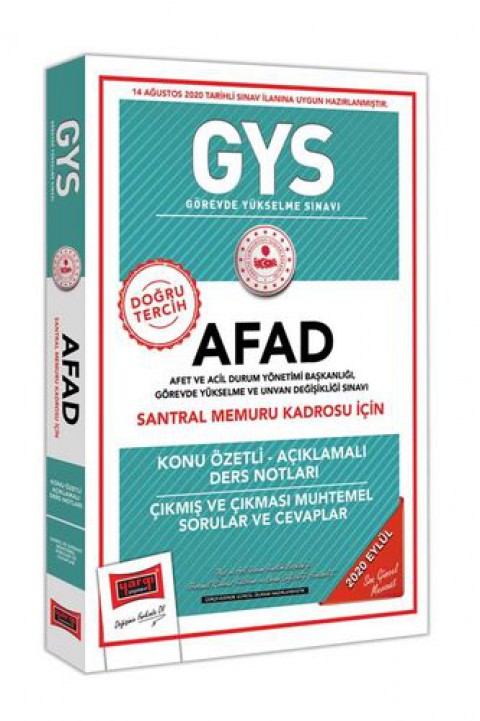 GYS AFAD Santral Memuru Kadrosu İçin Konu Özetli Çıkmış ve Çıkması Muhtemel Sorular Yargı Yayınları