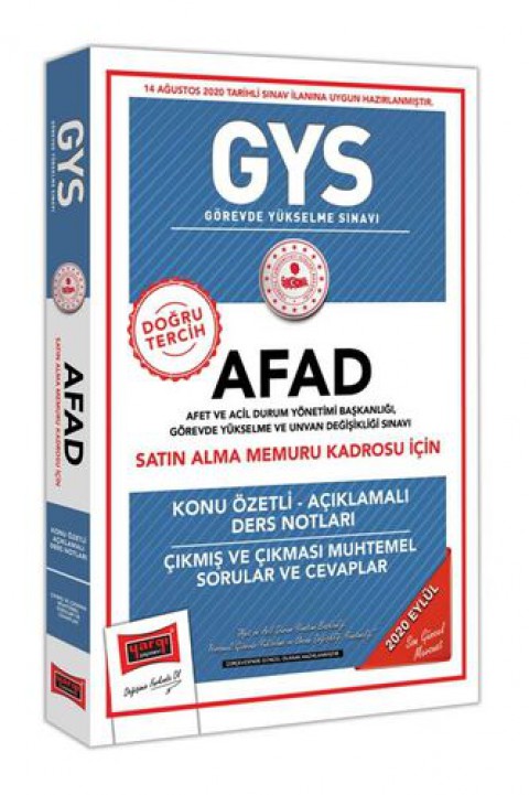 GYS AFAD Satın Alma Memuru Kadrosu İçin Konu Özetli Çıkmış ve Çıkması Muhtemel Sorular Yargı Yayınları