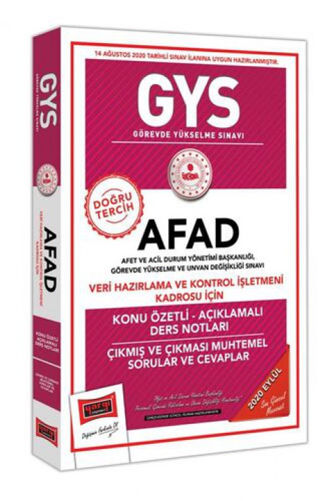 GYS AFAD Veri Hazırlama ve Kontrol İşletmeni Kadrosu İçin Konu Özetli Çıkmış ve Çıkması Muhtemel Sorular Yargı Yayınları