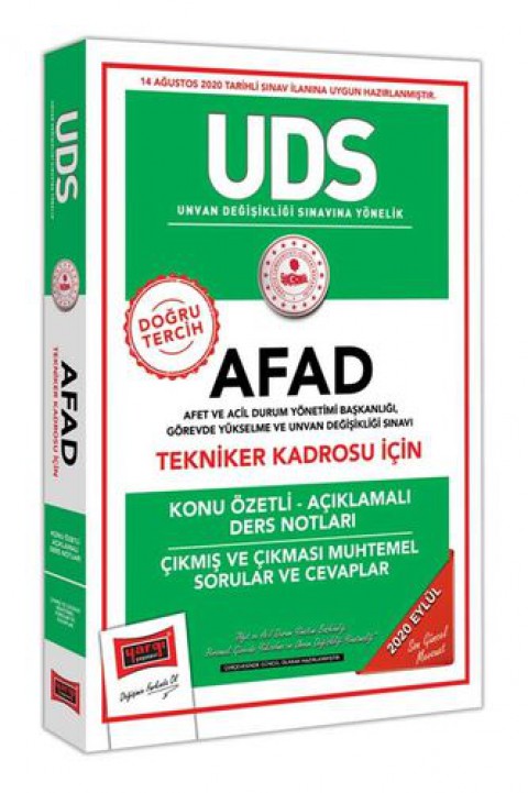 UDS AFAD Tekniker Kadrosu İçin Konu Özetli Çıkmış ve Çıkması Muhtemel Sorular Yargı Yayınları