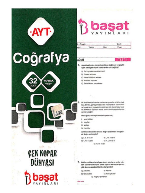 AYT Coğrafya Yaprak Test Başat Yayınları