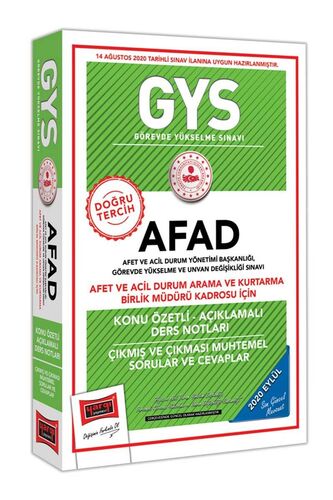 GYS AFAD Afet ve Acil Durum Arama ve Kurtarma Birlik Müdürü Kadrosu İçin Konu Özetli Çıkmış ve Çıkması Muhtemel Yargı Yayınları