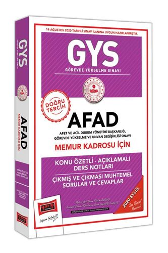 GYS AFAD Memur Kadrosu İçin Konu Özetli Çıkmış ve Çıkması Muhtemel Sorular Yargı Yayınları