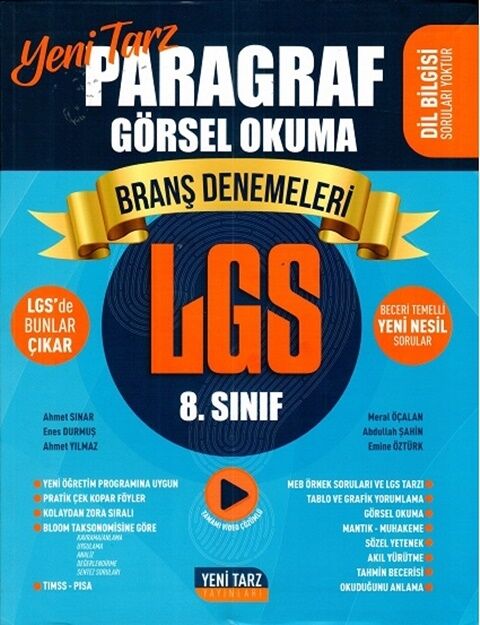 8. Sınıf LGS Paragraf Görsel Okuma Branş Deneme Yeni Tarz Yayınları