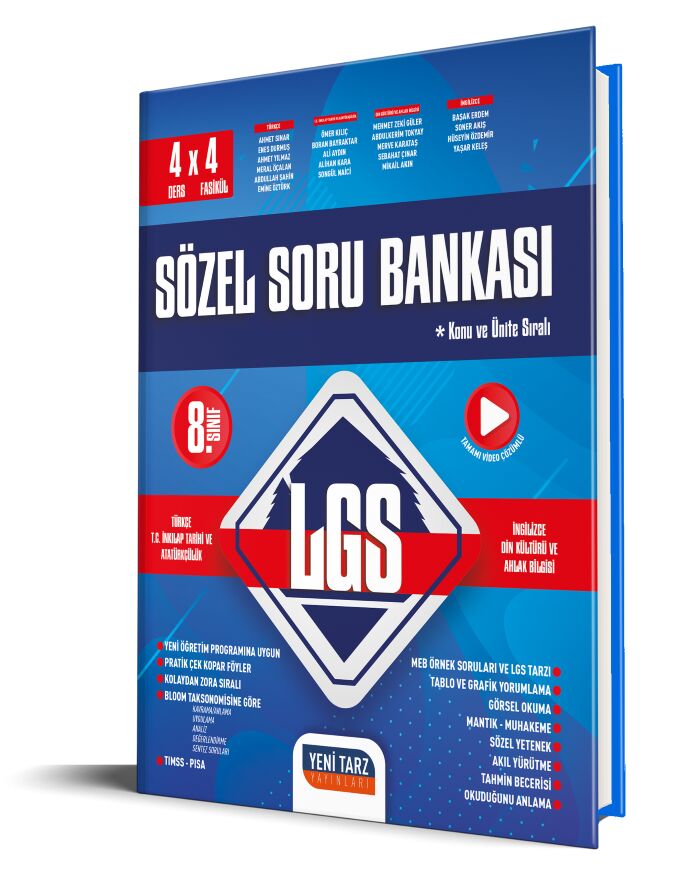 8. Sınıf LGS Sözel Soru Bankası Yeni Tarz Yayınları